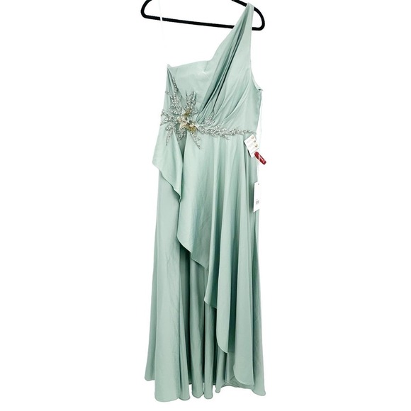 Mac Duggal Women's Sage High Low One Shoulder Prom Gown Size 10 NWT - Picture 13 of 13